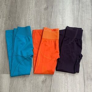 Gymshark Kids Active Leggings - Blue, Orange, and Black
